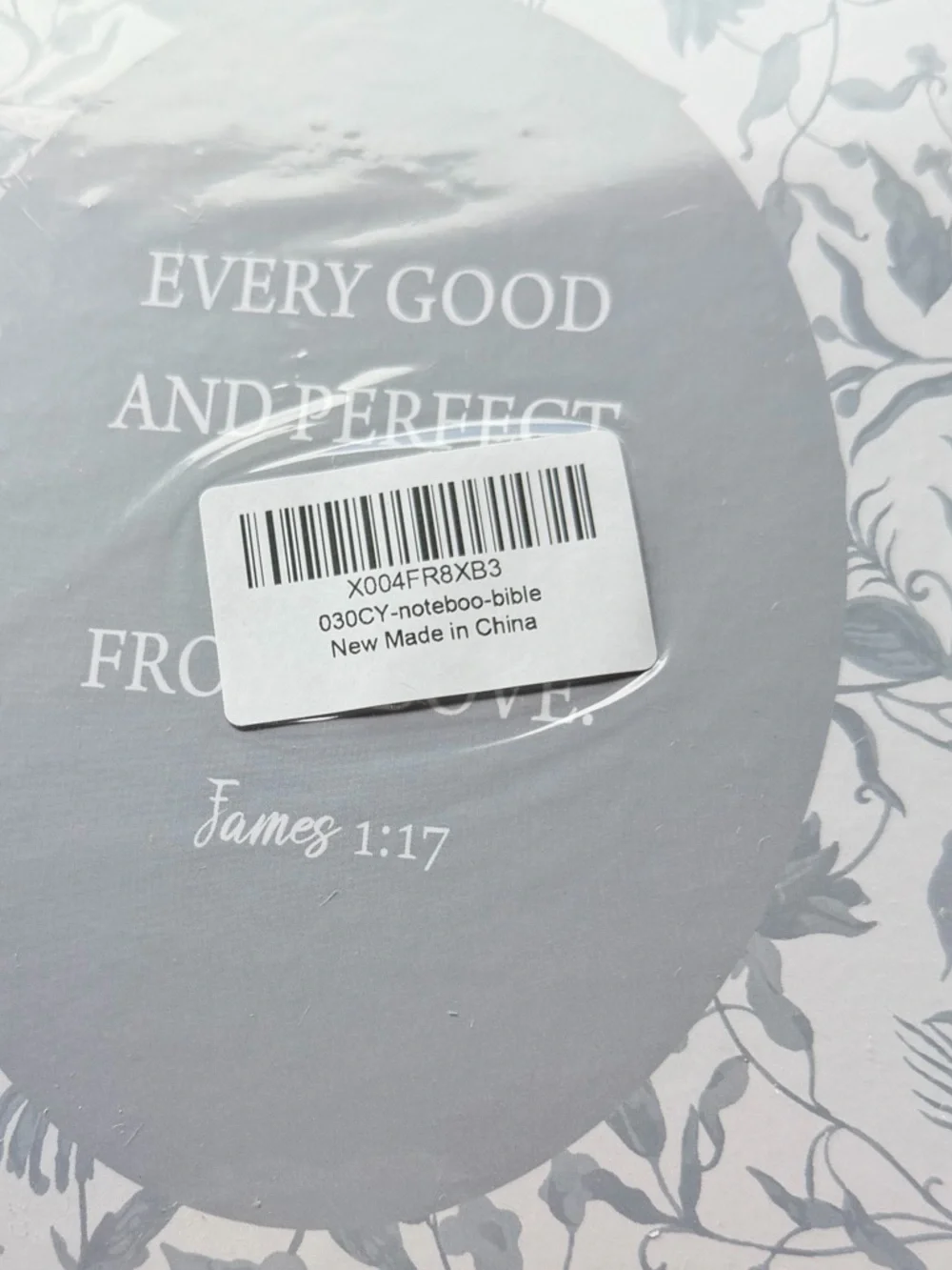 NWT Gray Floral Spiral Journal Notebook - With Inspirational Quote